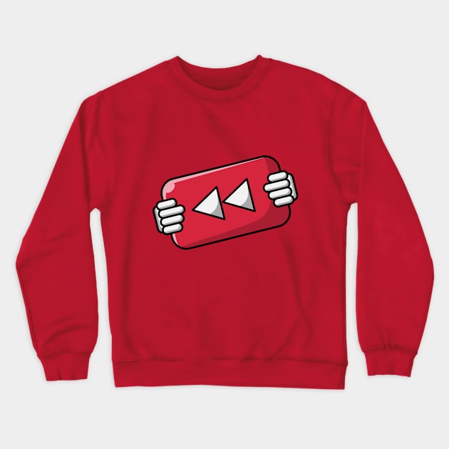 Hand Holding Rewind Button Crewneck Sweatshirt by KH Studio